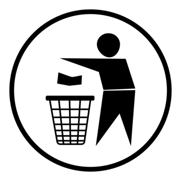 Person throwing waste into bin icon for Floor Cleaner Liquid label