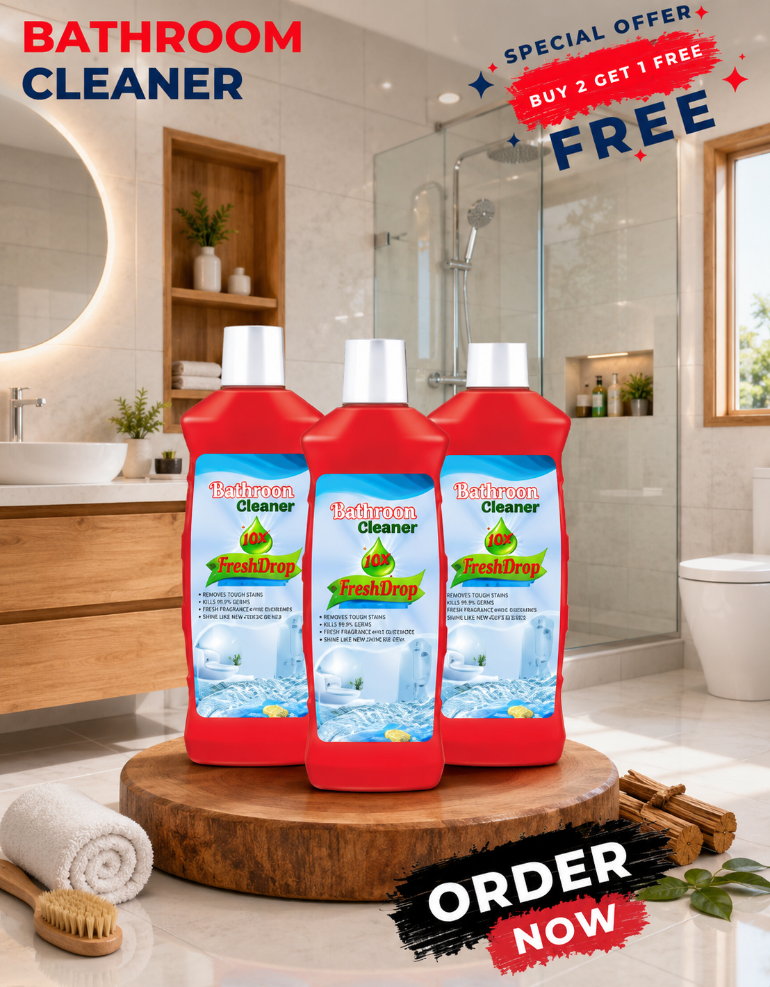 Bathroom Cleaner Combo Pack (3 x 1 Litre) – Powerful Bathroom Cleaning Solution