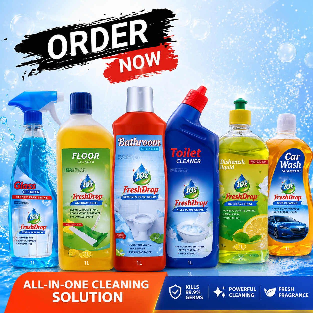 All-in-One Cleaning Combo Pack (500ml Each) – Complete Home Care Solution