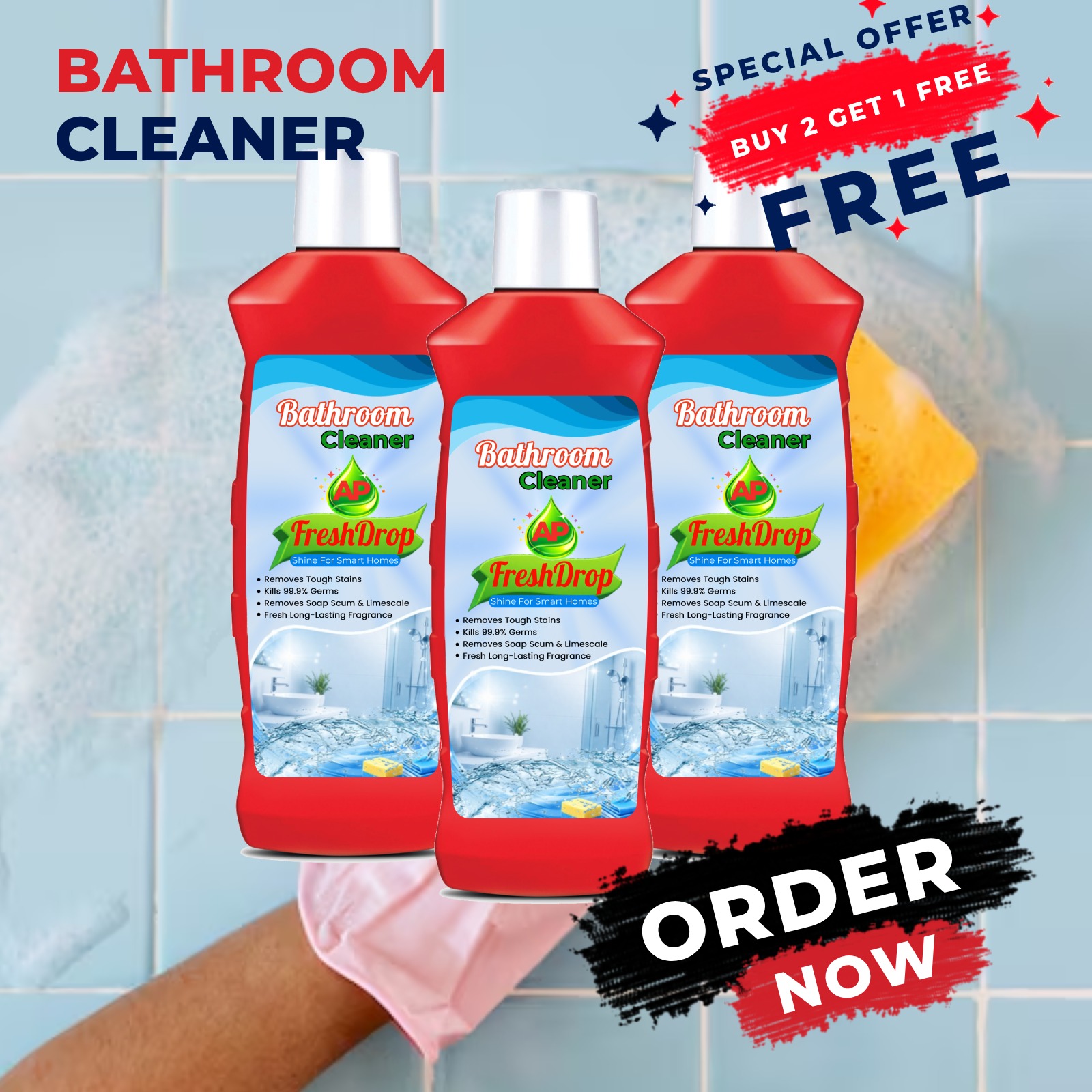 Bathroom Cleaner Combo Pack (3 x 1 Litre) – Powerful Bathroom Cleaning Solution