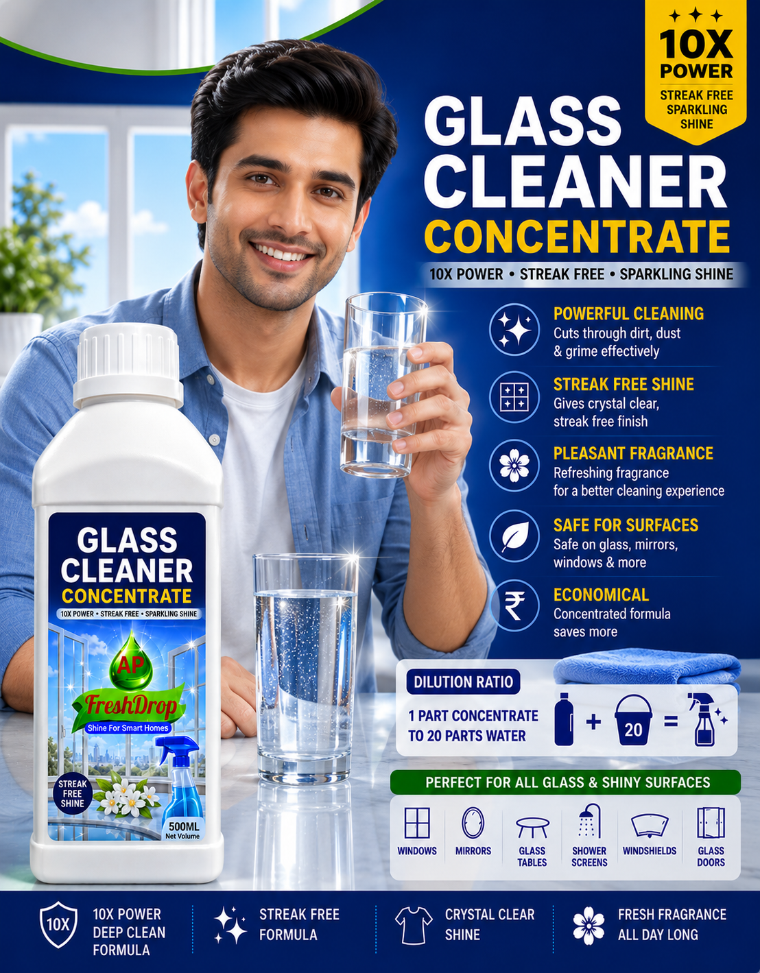 AP FreshDrop Glass Cleaner Concentrate
