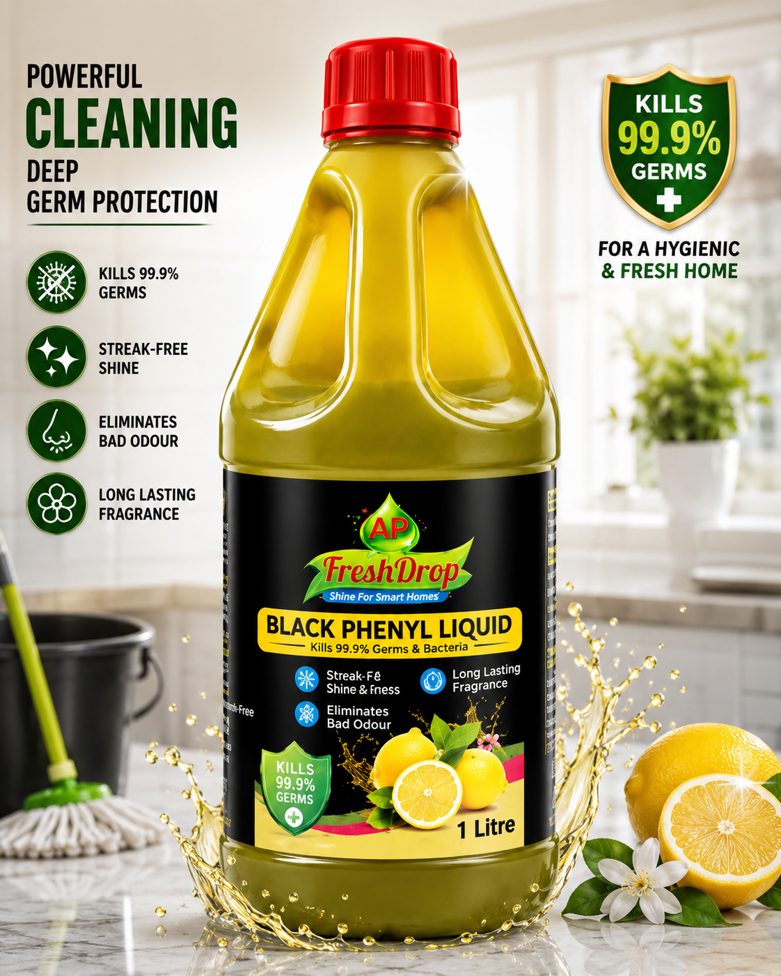 Black Phenyl 1 Litre – Powerful Floor Cleaner & Disinfectant