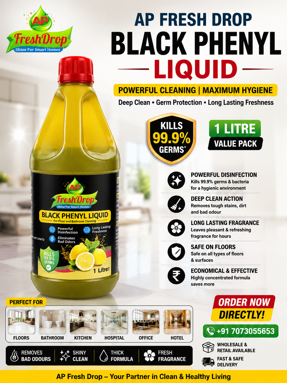 Black Phenyl 1 Litre – Powerful Floor Cleaner & Disinfectant