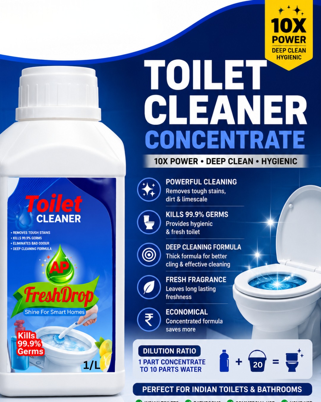 FreshDrop Toilet Cleaner Concentrate