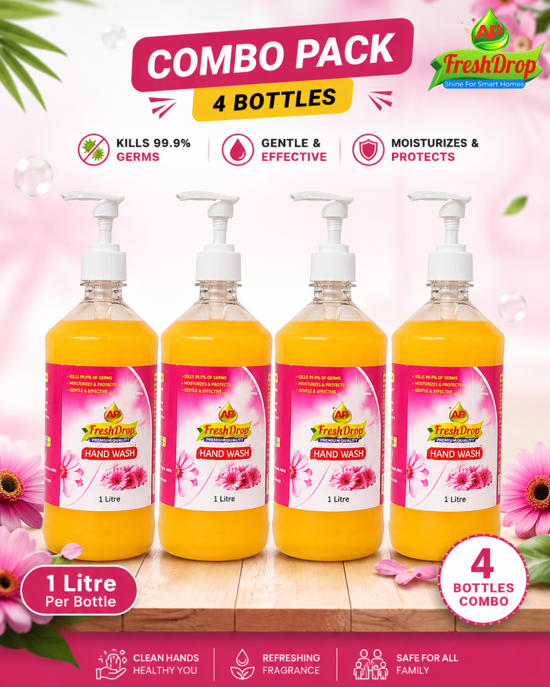 AP Fresh Drop Hand Wash Combo Pack – 4 x 1 Litre