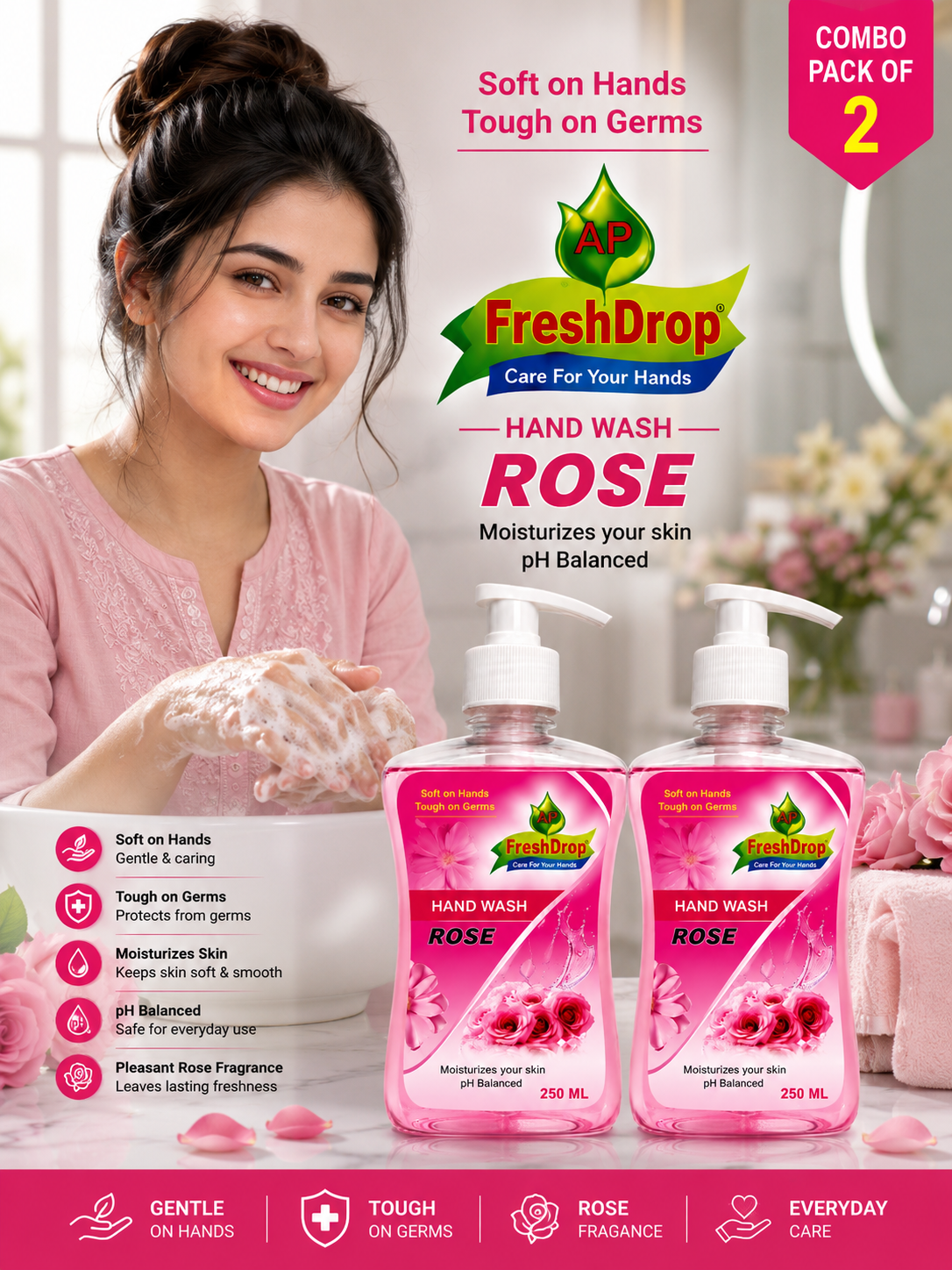 AP Fresh Drop Hand Wash Combo Pack of 2 (250ml Each)