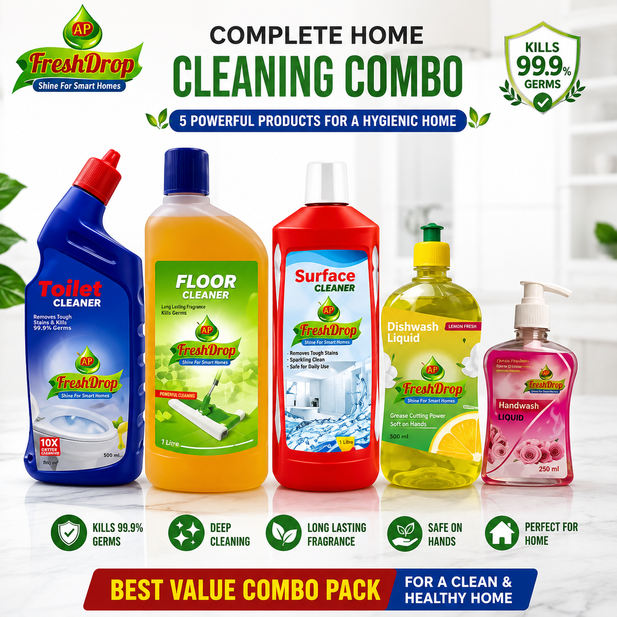AP FreshDrop Complete Home Cleaning Combo Pack (5 Products)