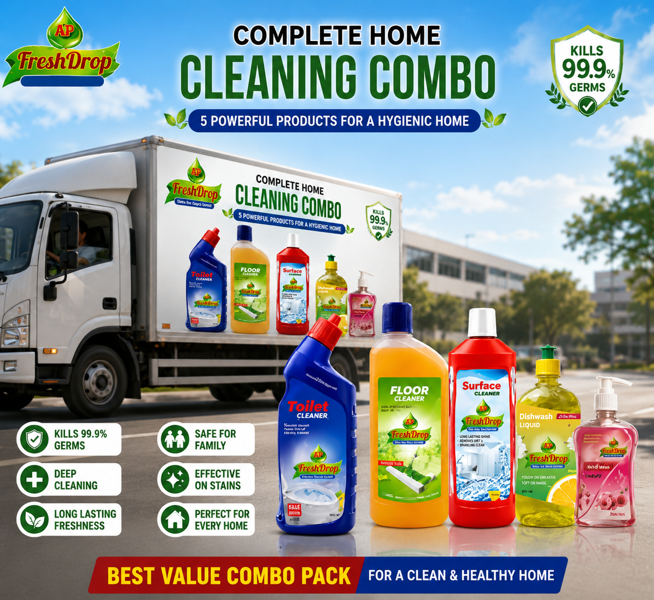 AP FreshDrop Complete Home Cleaning Combo Pack (5 Products)