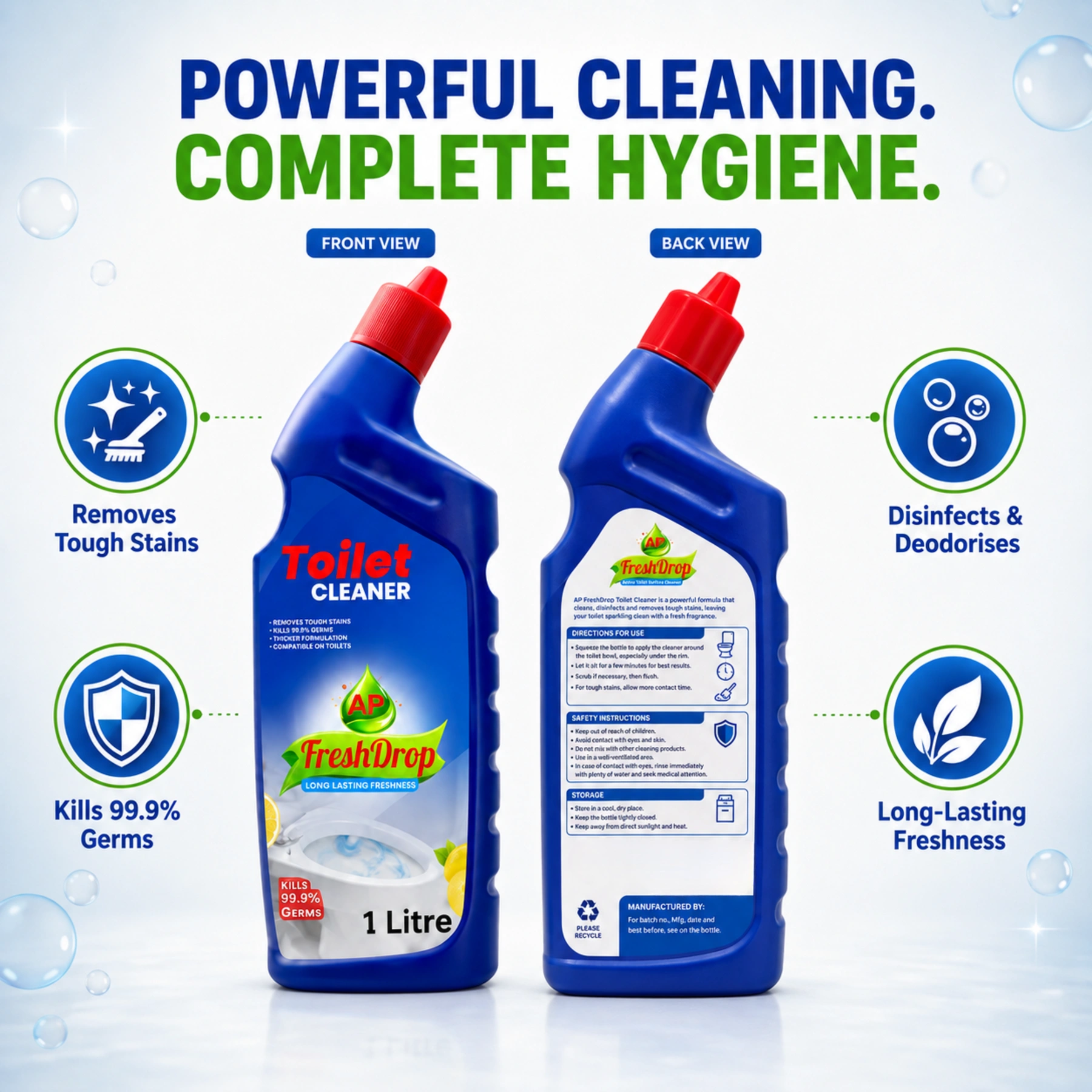 AP FreshDrop Toilet Cleaner 1 Litre Pack of 2 – Total 2L