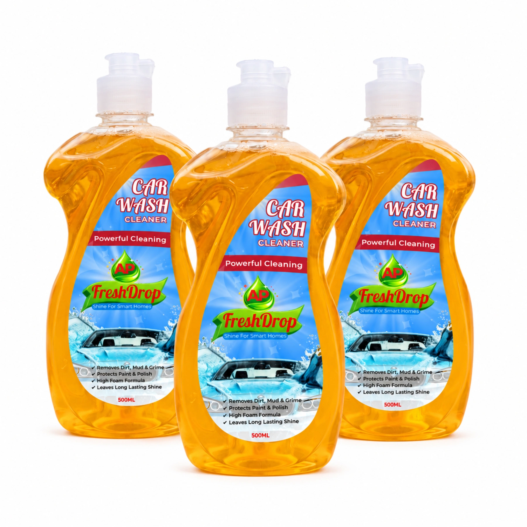 AP FreshDrop High Foam Car Shampoo 500ml Pack of 3 – Total 1.5L