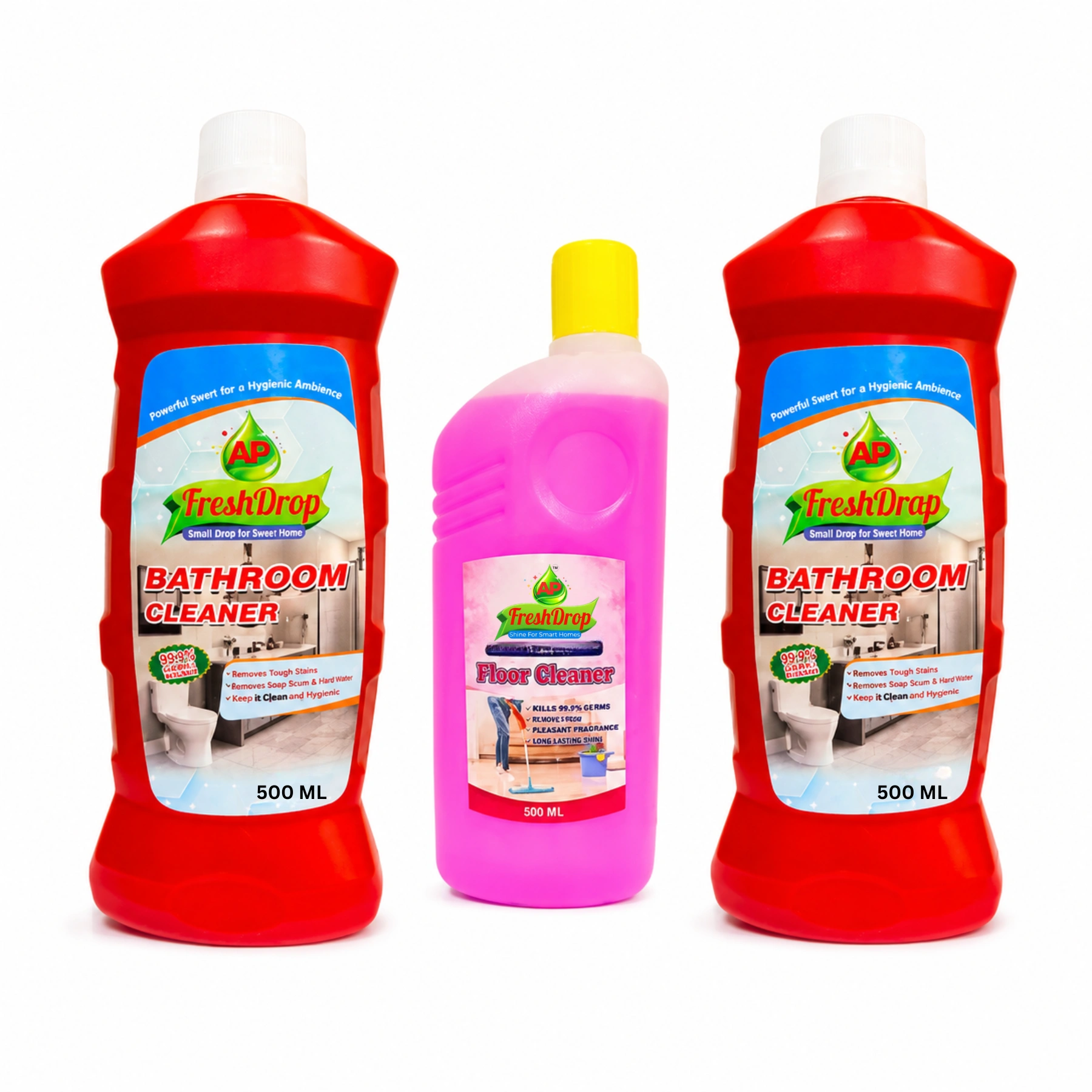 AP FreshDrop Cleaning Combo – 2 Bathroom Cleaners 500ml + 1 Floor Cleaner 500ml