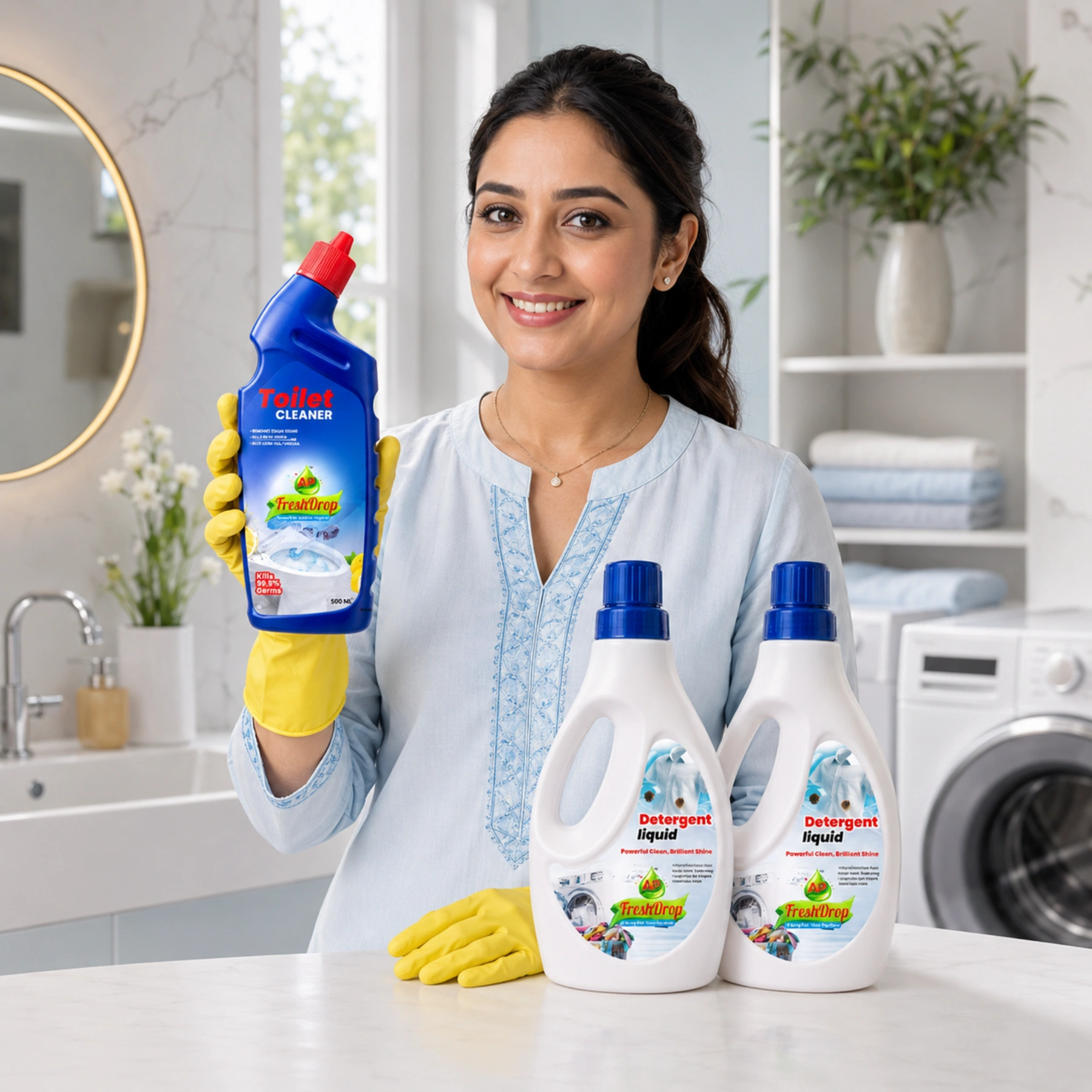AP FreshDrop Cleaning Combo – 2 Detergent Liquid 500ml + 1 Toilet Cleaner 500ml