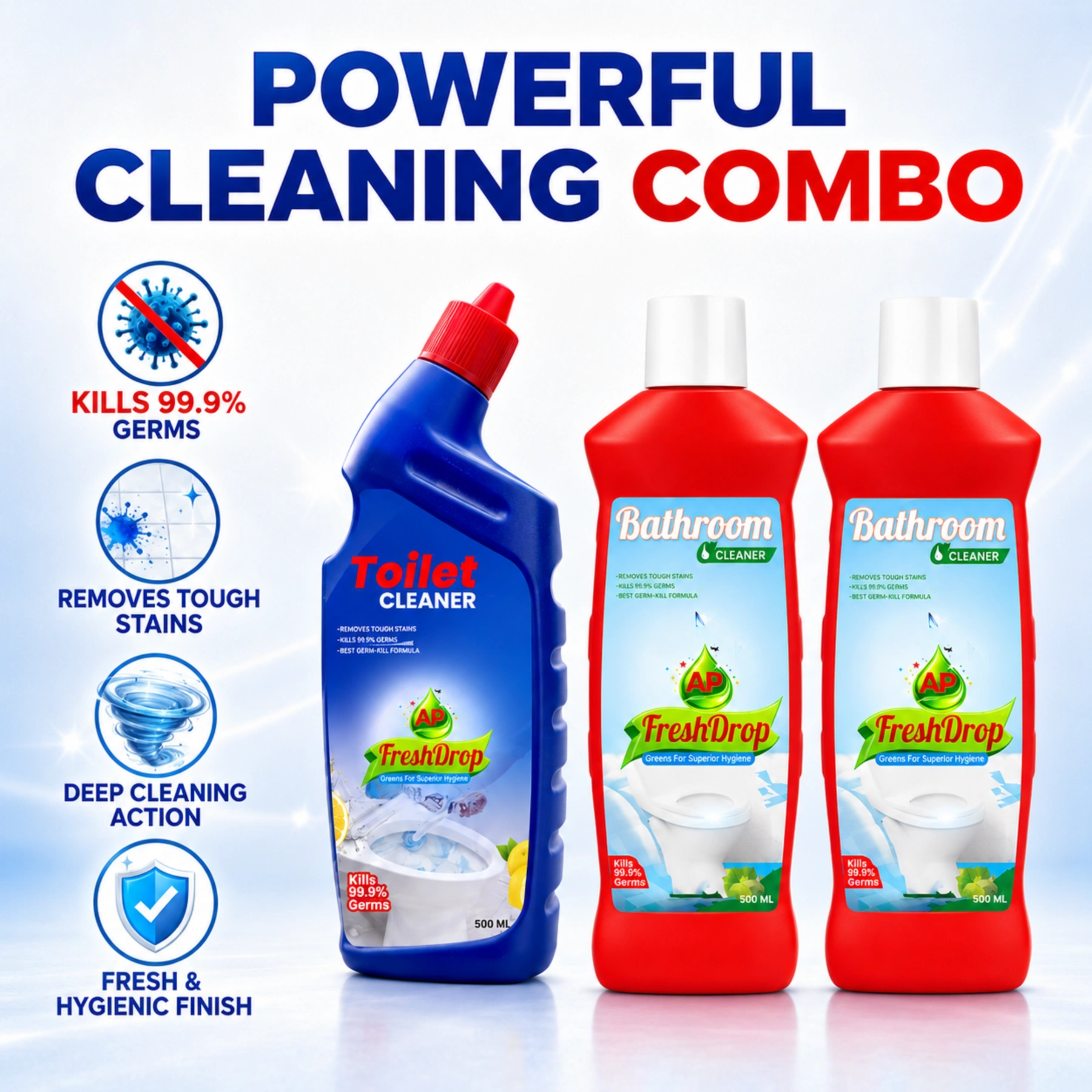 AP FreshDrop Powerful Toilet & Bathroom Cleaner Combo Pack