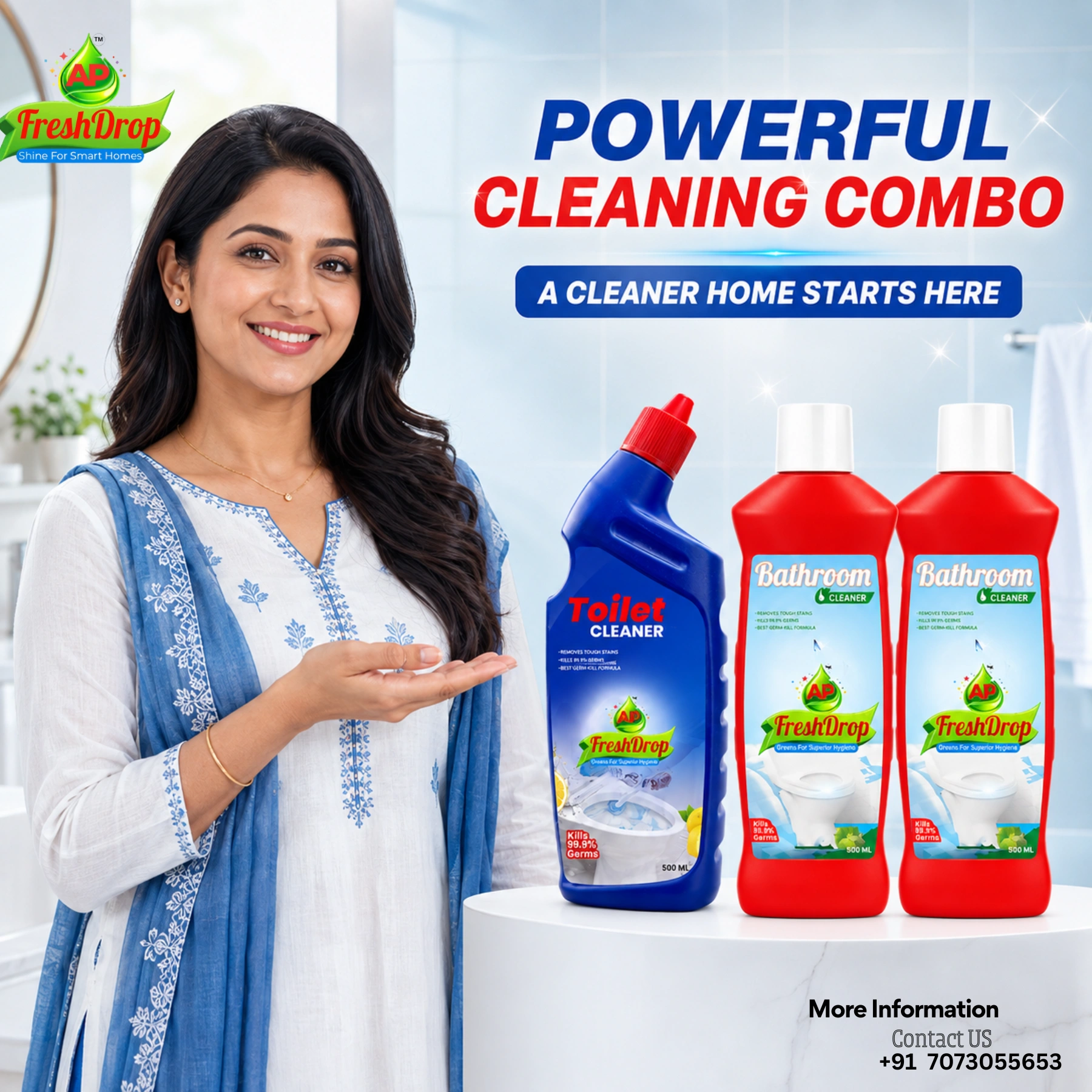 AP FreshDrop Powerful Toilet & Bathroom Cleaner Combo Pack